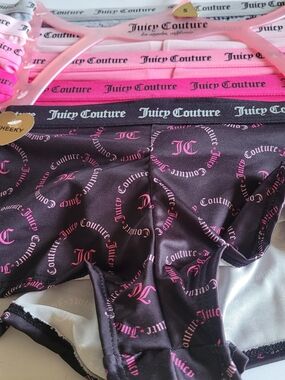 Juicy Couture Black & Pink Logo CHEEKY Briefs 5 PACK